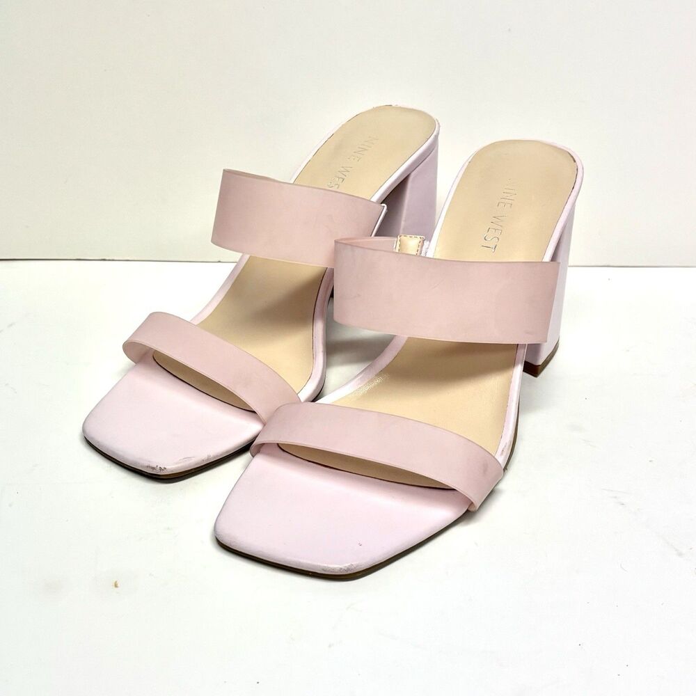 NINE WEST Gya Semi-Opaque High-Heel Mule Sandals Pink Women’s 10